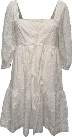 VILSHENKO Eyelet Mini Tiered Dress in White Cotton