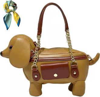 Generic Cute Unique Dog Shaped Handbag Puppy Purse for Women,Novelty Animal Shaped Crossbody Shoulder Bag with Adjustable Strap (Brown)