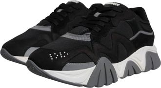 Versace Mens Black Leather Neoprene Chunky Low Top Sneakers Squalo Shoes Co Vl