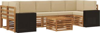 vidaXL Conjunto De Sof&aacute;s De Exterior 8 Uds. Natural Y Beige Vidaxl