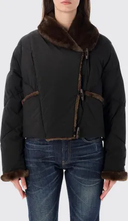 Urban Code Cropped Quilted Jacket in Polyester with Faux Fur Collar