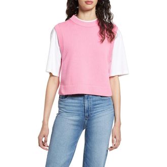 French Connection Cotton Sweater Vest in Aurora Pink at Nordstrom, Size Medium