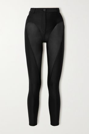 MUGLER Pantaloni In Jersey Stretch E Tulle Illusion - Nero