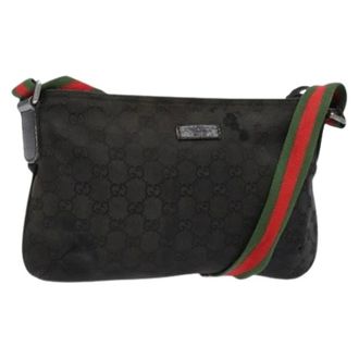 Gucci Pre-owned Cross Body Bags, female, Black, Size: ONE SIZE Pre-owned Vintage GG Canvas Shoulder Bag