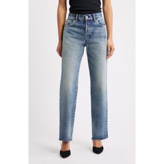 Moussy Vintage Ravencrest Straight Leg Jeans in Blue at Nordstrom, Size 24