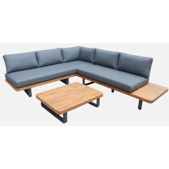 Sweeek Salotto da giardino angolare in legno di acacia e alluminio, 5 posti