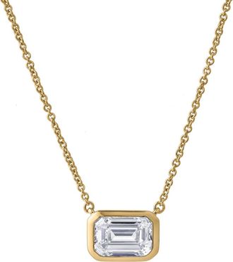 LuvMyJewelry Glinda Emerald East West 14K Gold Lab Grown Diamond Bezel Necklace - 1.50 ct in 14K Yellow Gold at Nordstrom