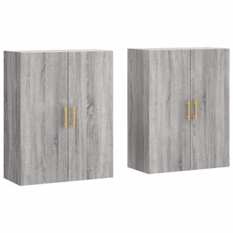 vidaXL Vidaxl - Armarios De Pared 2 Unidades Gris Sonoma 69,5x34x90 Cm