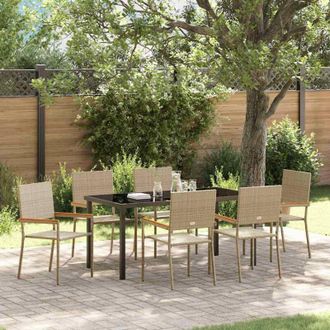 vidaXL Conjunto De Comedor De Jard&iacute;n 7 Pcs Beige Polirat&aacute;n Vidaxl