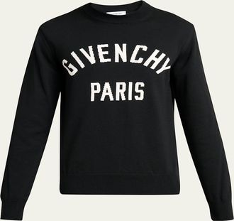 Givenchy Mens Logo Cotton-Blend Crewneck Sweater