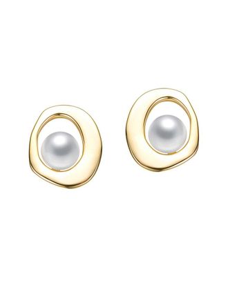 Rachel Glauber 14K Plated 5Mm Pearl Irregularly Earrings