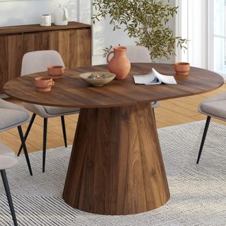 IDMarket Angele Mesa De Comedor Redonda Extensible 4-8 Personas Nogal 110-150 Cm