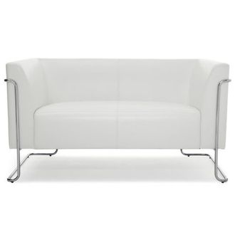 hjh OFFICE Sof&aacute; de dise&ntilde;o piel sint&eacute;tica blanco