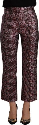 House Of Holland Floral Jacquard Fla Cropped Womens Pants