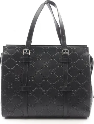 Gucci Black Leather Handbag Tote Bag (Pre-Owned)