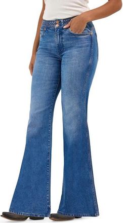 Wrangler Braided Waist Flare Jeans in Soft Sapphire at Nordstrom, Size 28 X 32