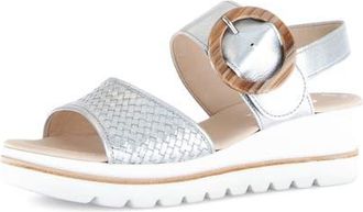 Gabor Lug Sole Quarter Strap Sandal in Silver at Nordstrom, Size 6.5Us