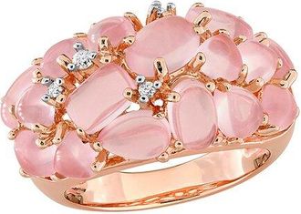 Rina Limor Rose Gold-Plated Silver 7.86 Ct. Tw. Diamond & Rose Quartz Ring