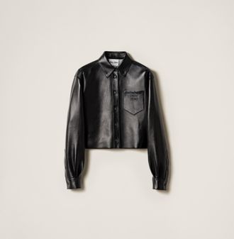 Miu Miu Plong&eacute; nappa leather shirt