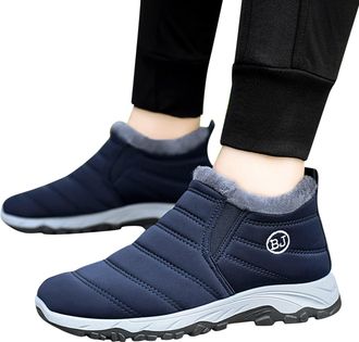 Generic Mens Lightweight Snow Boots, Slip On Shoes Fleece Lined Ankle Boot Warm Cozy Casual Shoe Waterproof Winter Shoes Slip-Resistant Walking Trainers Flat 