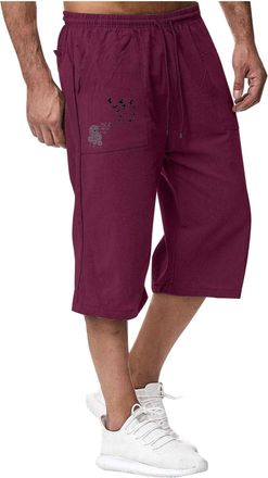 Generic Mens Sweatpants, Mens Joggers Short Leg Cropped Trousers Printed Jeans Trouser Boxer Shorts Cargo Men Cotton for Casual Work Golf Party Business Forma