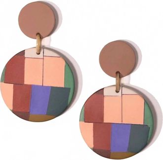 Sunshine Tienda Womens Rancher Circle Stripe Earrings In Multicolor