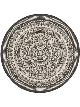 benuta Alfombra de exterior & interior blanco y negro &oslash; 120 redondo