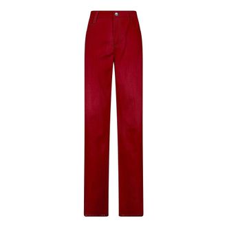 Ermanno Scervino Straight Jeans, female, Red, Size: 2XS Palazzo Trousers in Marocain Denim Print