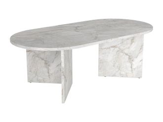 Vente-Unique Tavolino Effetto Marmo Bianco - Topania