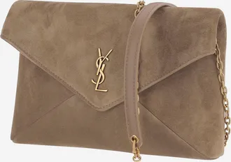 Saint Laurent Womens Shoulder Bag Suede Beige
