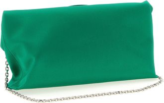 Roger Vivier Womens Satin With Crystal Embellishment Clutch Green Viscose Silk