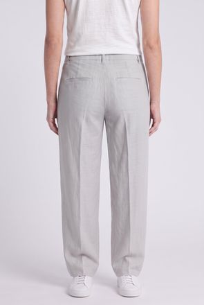 Brunello Cucinelli Pleated Linen-Blend Trousers - Gray