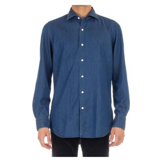 Finamore Blouses & Shirts - Heren - Spijkeroverhemden - Blauw - XS - Denim - Overhemden