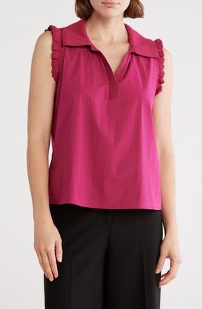 Daniel Rainn Ruffle Collar Poplin Tank in Hot Girl Pink at Nordstrom Rack, Size X-Large