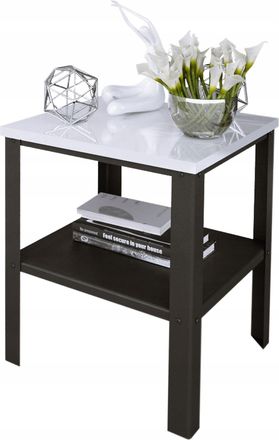 OEM Mesa Auxiliar Atornillable Con Estante, Estilo Loft, Para Sala De Estar, 40x40x45 Cm, Negra Y Blanca Mate