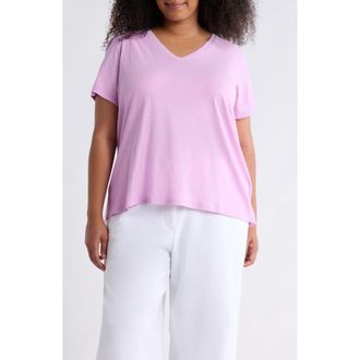 Eileen Fisher Easy Organic Cotton V-Neck T-Shirt in Bright Aster at Nordstrom, Size 1 X