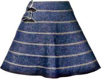 Alaia Blue Japanese Denim A-Line Mini Skirt Size L