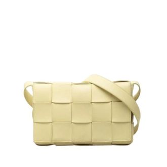 Bottega Veneta Pre-owned Cassette Crossbody Bag - Dames - Pre-owned - Geel - Maat: ONE Size Leer
