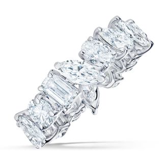 The Diamond Store Luxe 4.00ct Lab Diamond Eternity Ring With Igi Certified Asymmetrical-cut Diamonds In 18k White Gold
