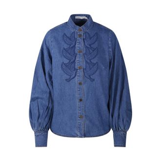 Zimmermann Denim Shirts, female, Blue, Size: L Denim Applique Shirt