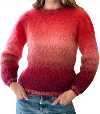 Rose Carmine Long Sleeve Crew Sweater In Tie & dye Grenad Bordo