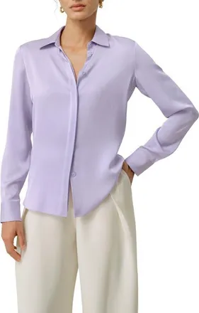 LilySilk Womens Stretch Double Georgette Shirt in Orchid Petal at Nordstrom, Size X-Small