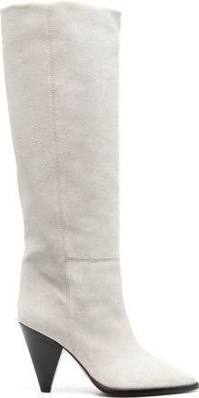 Isabel Marant 90mm Ririo suede boots - women - Calf Leather/Calf Leather/Calf Leather - 38 - White