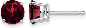 Diamond2Deal 14k White Gold 6mm Garnet Earrings