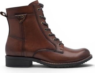 Tamaris Womens Brown Leather Lace-Up Combat Boots - 25224-47