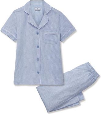 Petite Plume Classic Lightweight Pima Cotton Crop Pajamas in Blue at Nordstrom, Size X-Large