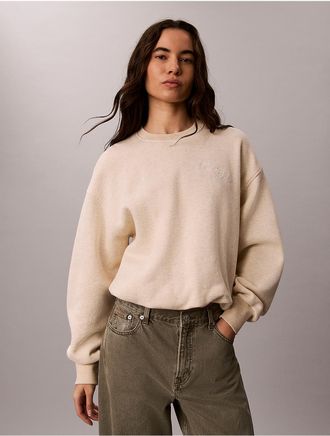 Calvin Klein Jeans Calvin Klein Womens Textured Fleece Crewneck Sweatshirt - Neutral - XS