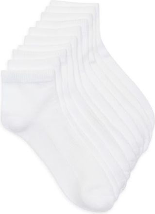Nordstrom Rack 5-Pack Pillow Sole Ribbed Quarter Socks in White at Nordstrom, Size 9