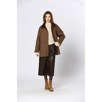 See U Soon Halflange jas met fluwelen kraag