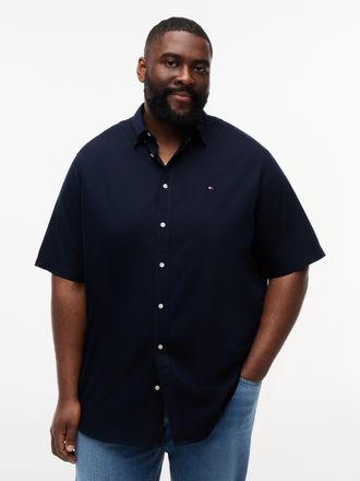 Tommy Hilfiger Big & Tall Kurzarmhemd BT-FLEX POPLIN SOLID S/S SHIRT-B, Herren, Gr. 4XL, N-Gr, desert sky, Web, Obermaterial: 100% Baumwolle, TOMMY HILFIGER BIG & TALL, regular